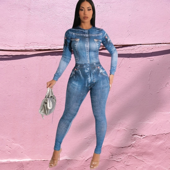 3D Jean Print Legging Set - Picture 4 of 9